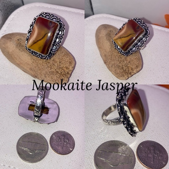 6pcs Handmade Ring Set Mookaite Jasper Purpurite Amber Gemstone - Picture 9 of 9